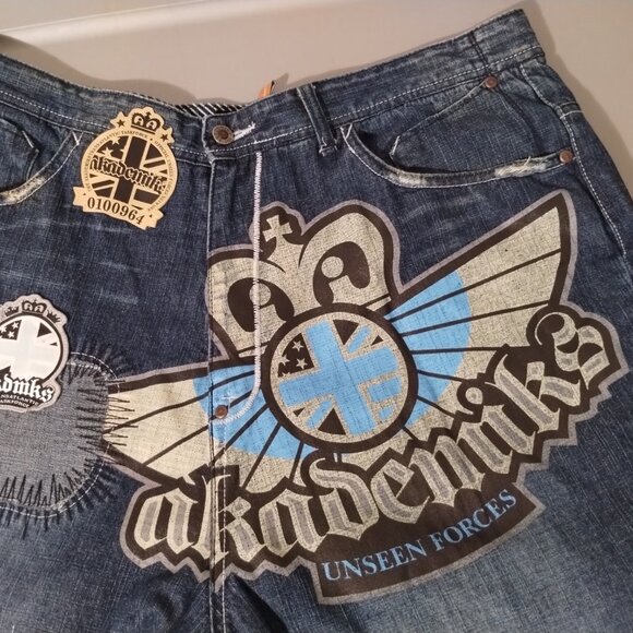 Akademiks Jeans Mens SIZE 38X33-BLUE Denim Hip Hop SKATER BAGGY - Picture 1 of 10